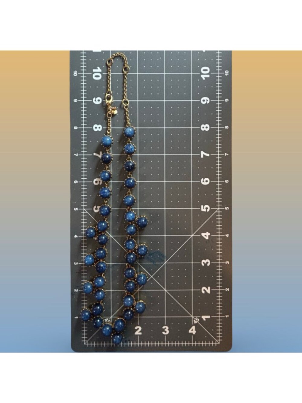 Ann Taylor Necklace With Blue Beads Retro Charm Lobster Clasp Closure Statement - Picture 9 of 10